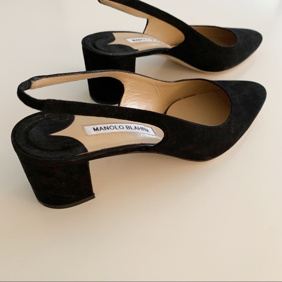 Manolo Blahnik Allurasa Suede Block Heel Singback 50mm - Picture 7 of 12